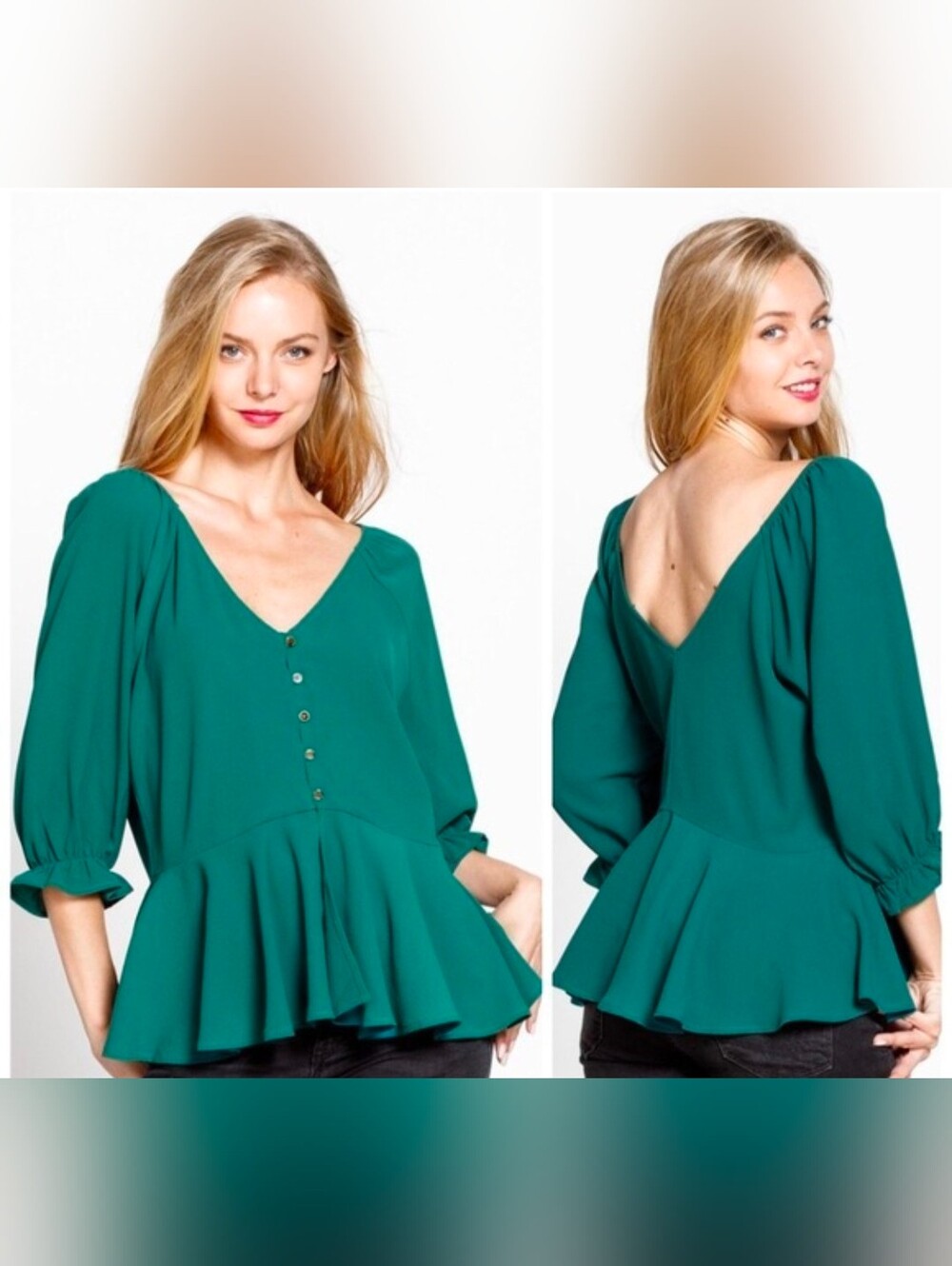 Mittoshop Women's Peplum Button-Front Blouse